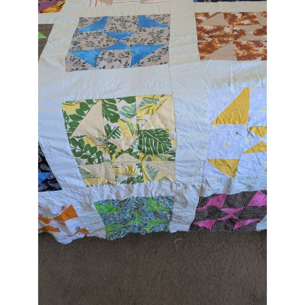 Vintage 50's windmill quilt top Vintage Cotton Fabrics 92 